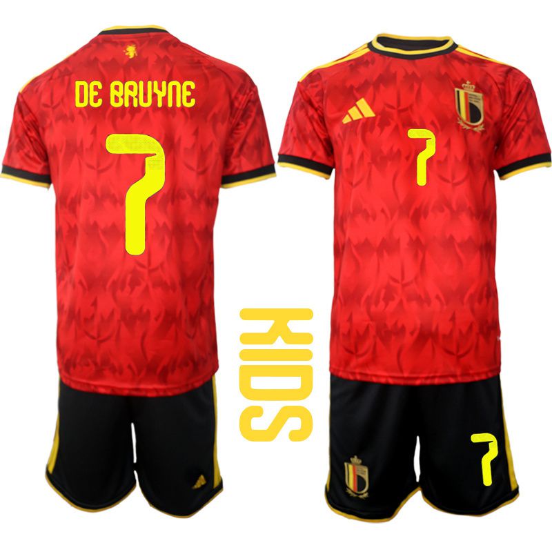 Youth 2026 World Cup National Team Belgium home red #7 Soccer Jersey->youth soccer jersey->Youth Jersey